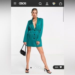 ASOS - Aria Cove satin blazer dress with elasticized waist in green